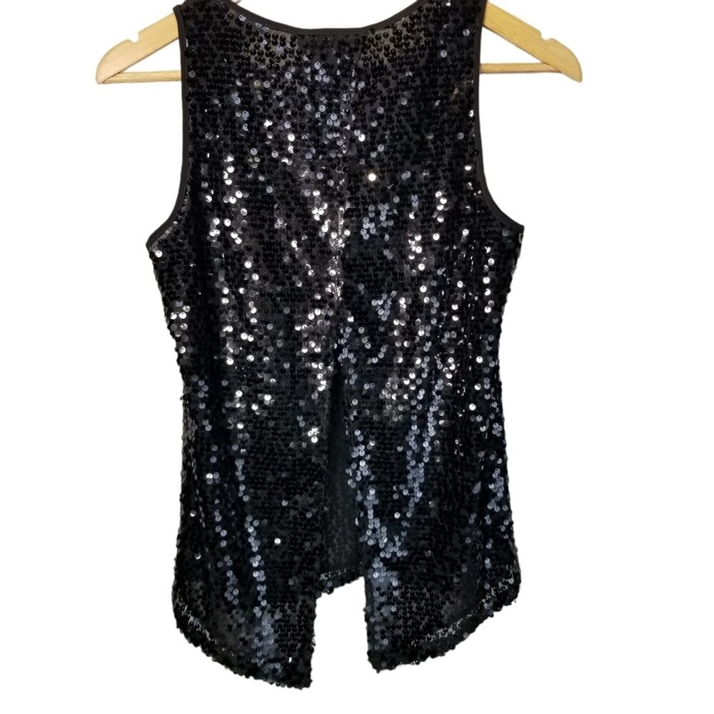 NWT Express Black Sequined Tank Top Size XS - Picture 4 of 9